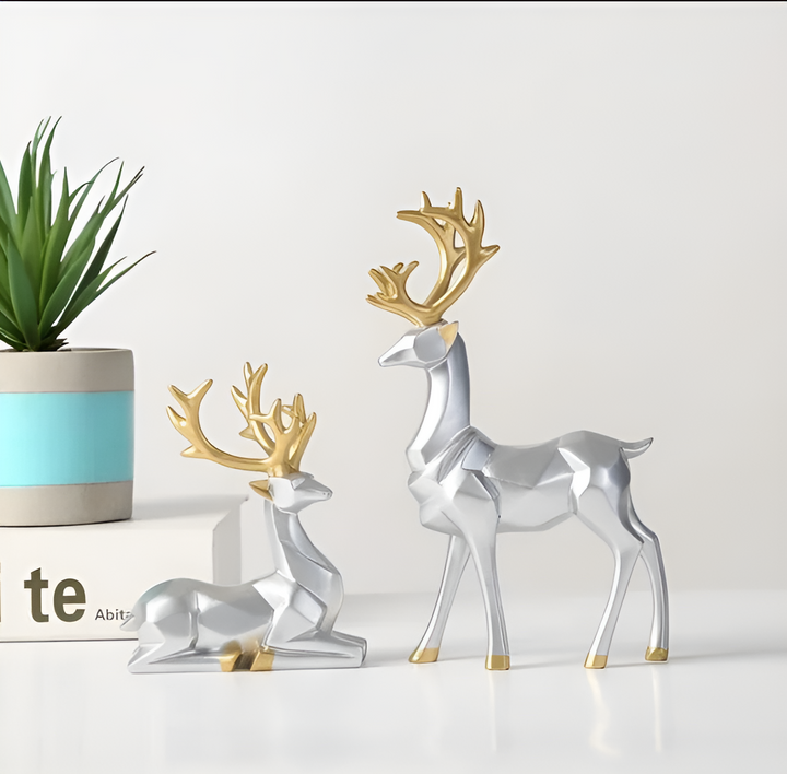 BowLift | Magical Reindeer Decor Set made of Resin – 2-piece, Elegant Figures
