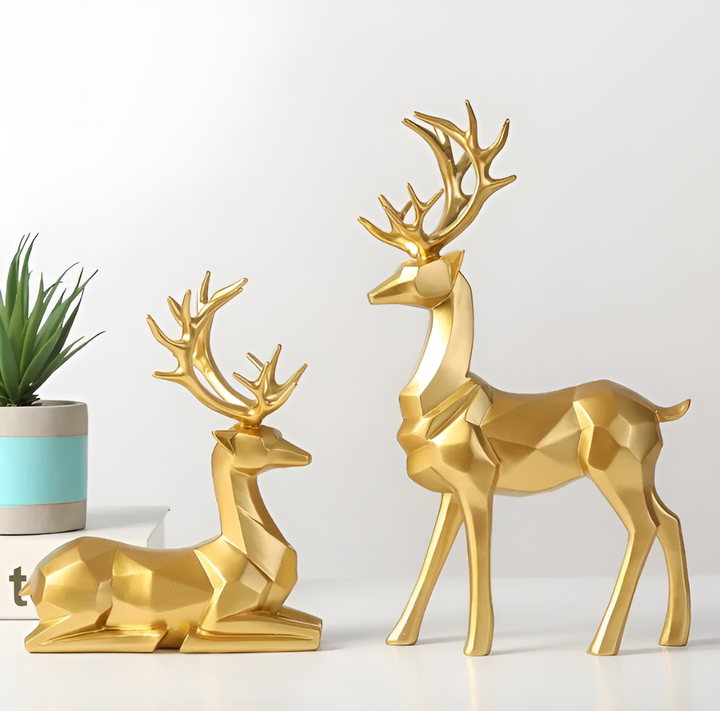 BowLift | Magical Reindeer Decor Set made of Resin – 2-piece, Elegant Figures