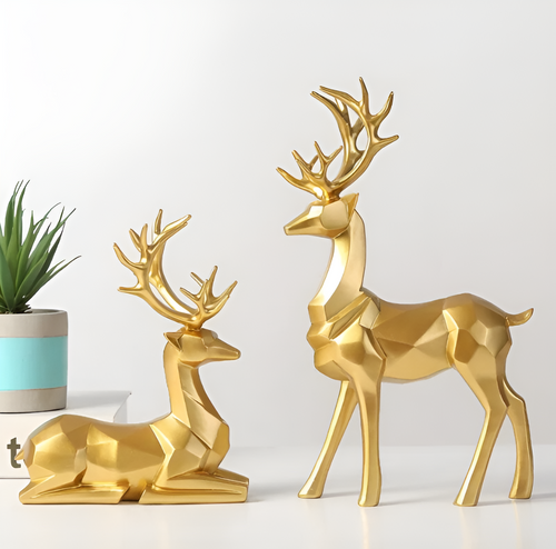 BowLift | Magical Reindeer Decor Set made of Resin – 2-piece, Elegant Figures