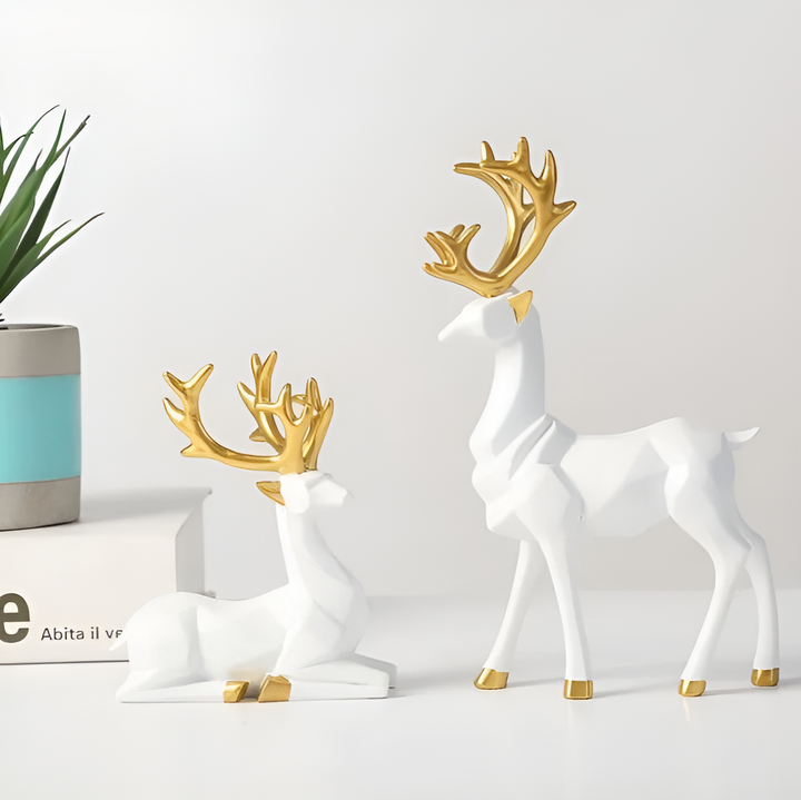 BowLift | Magical Reindeer Decor Set made of Resin – 2-piece, Elegant Figures