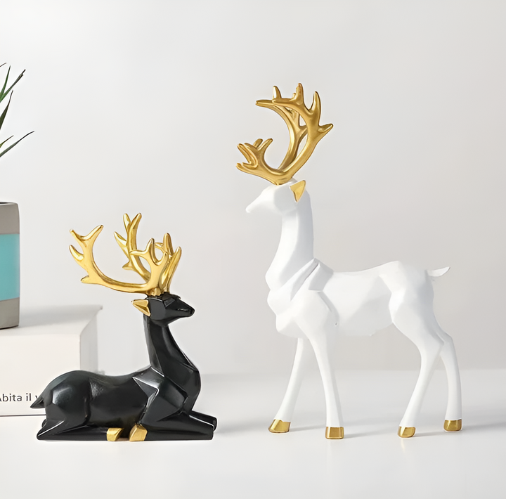 BowLift | Magical Reindeer Decor Set made of Resin – 2-piece, Elegant Figures