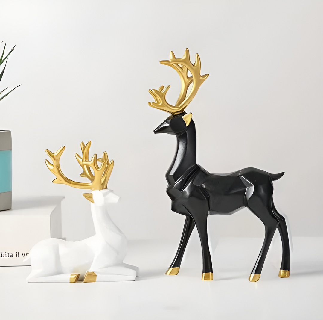 BowLift | Magical Reindeer Decor Set made of Resin – 2-piece, Elegant Figures