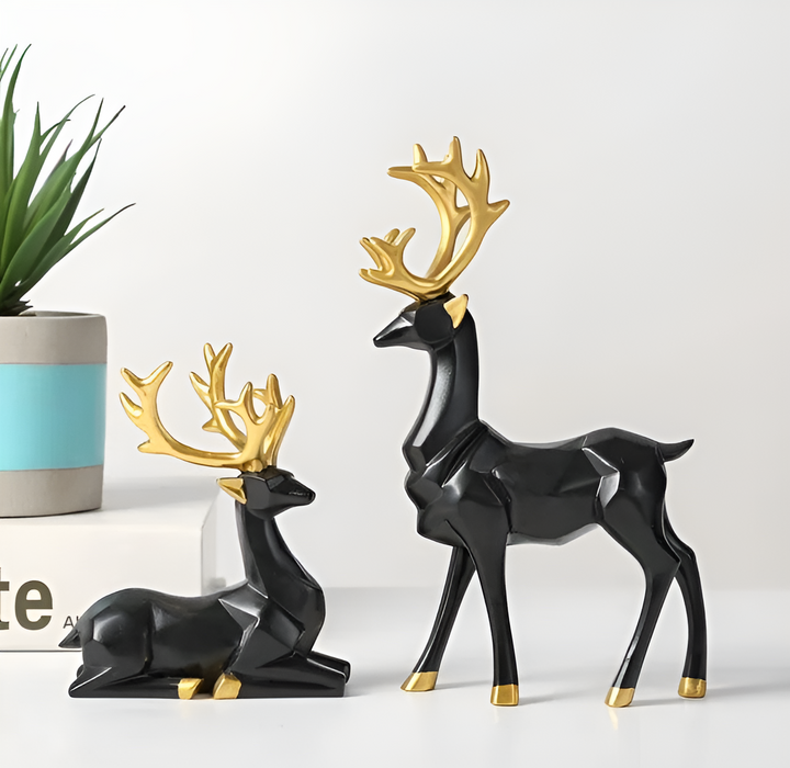 BowLift | Magical Reindeer Decor Set made of Resin – 2-piece, Elegant Figures