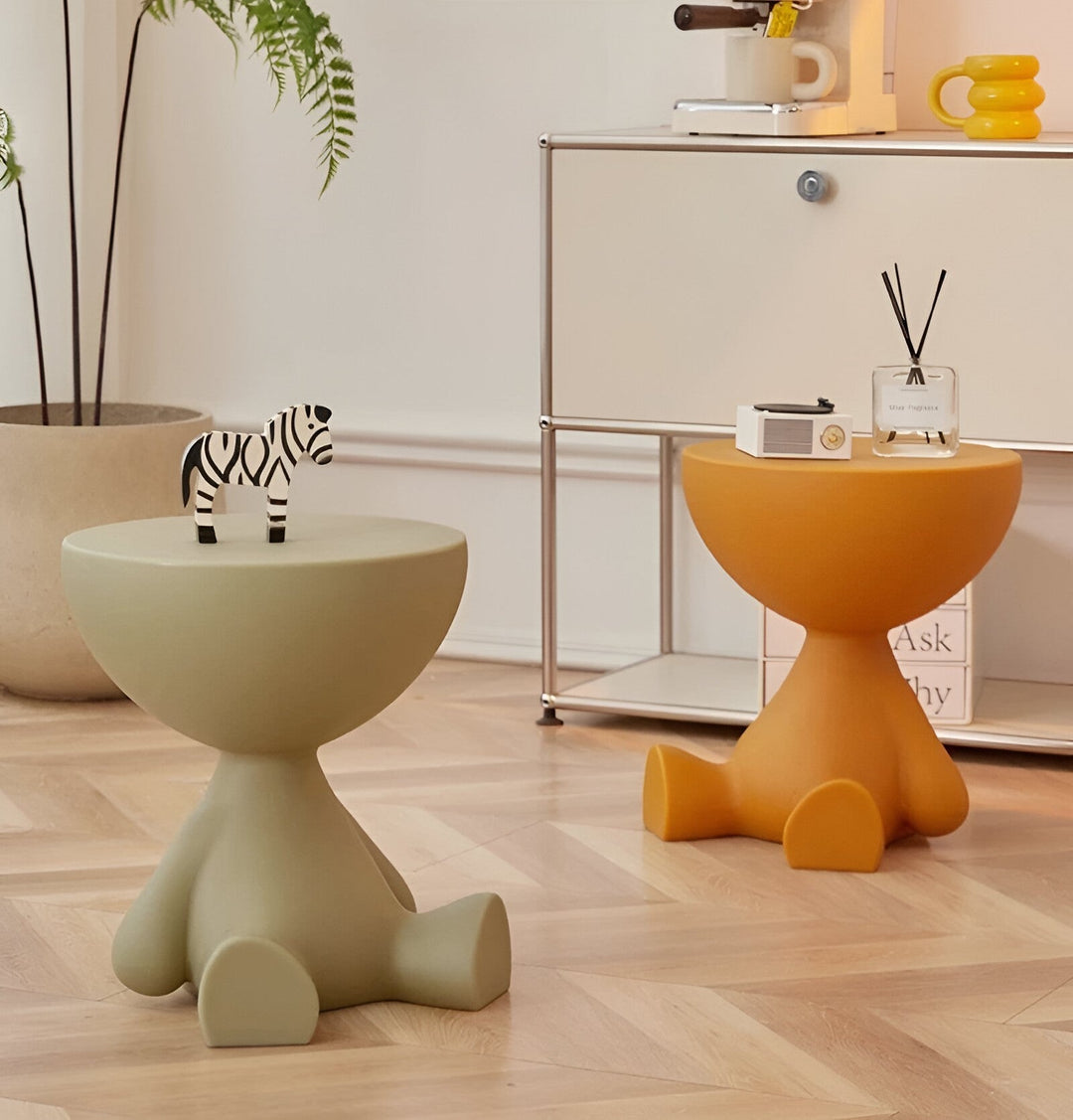 BowLift | Creative Round Side Table in Cream