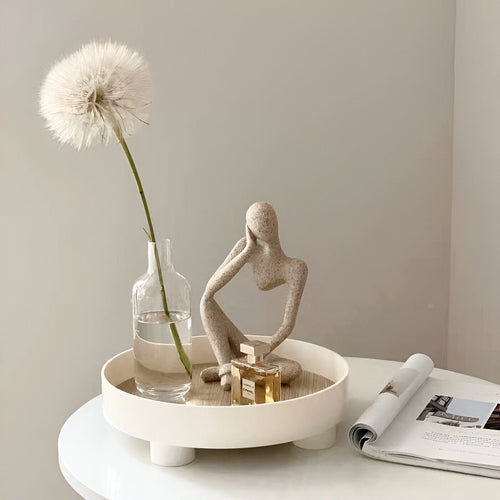 BowLift | Elegant Round Serving Tray made of Ceramic and Wood