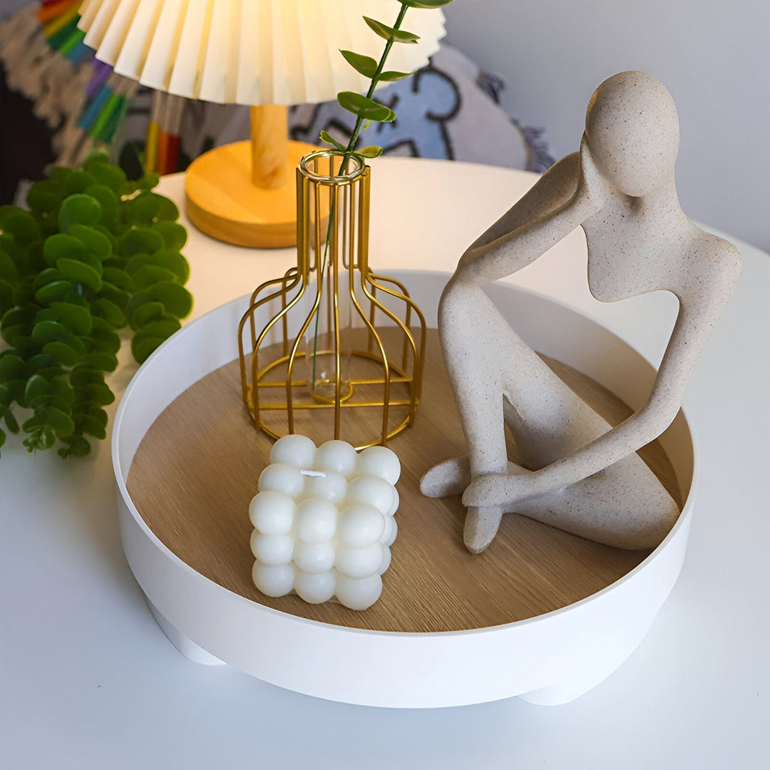 BowLift | Elegant Round Serving Tray made of Ceramic and Wood