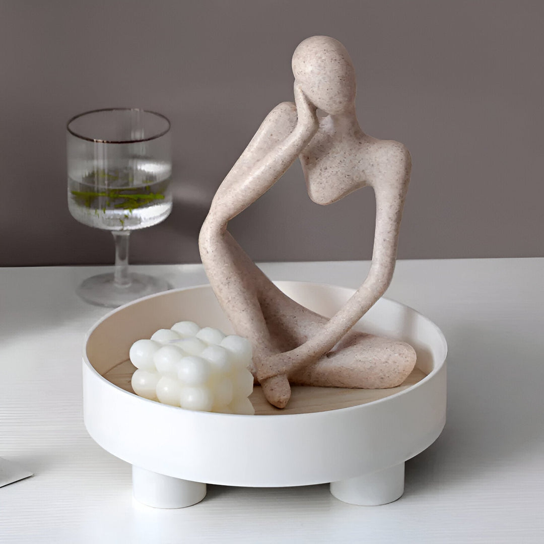 BowLift | Elegant Round Serving Tray made of Ceramic and Wood