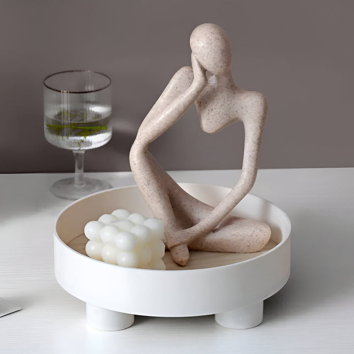 BowLift | Elegant Round Serving Tray made of Ceramic and Wood