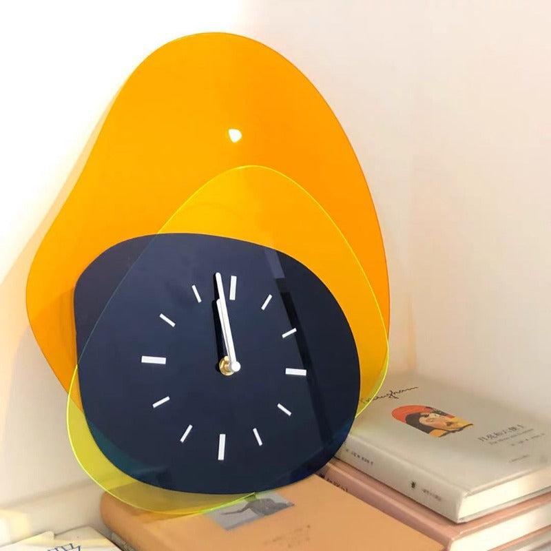 BowLift | HueTime | Wall Clock Modern Neon Blue 25x35 cm Acrylic