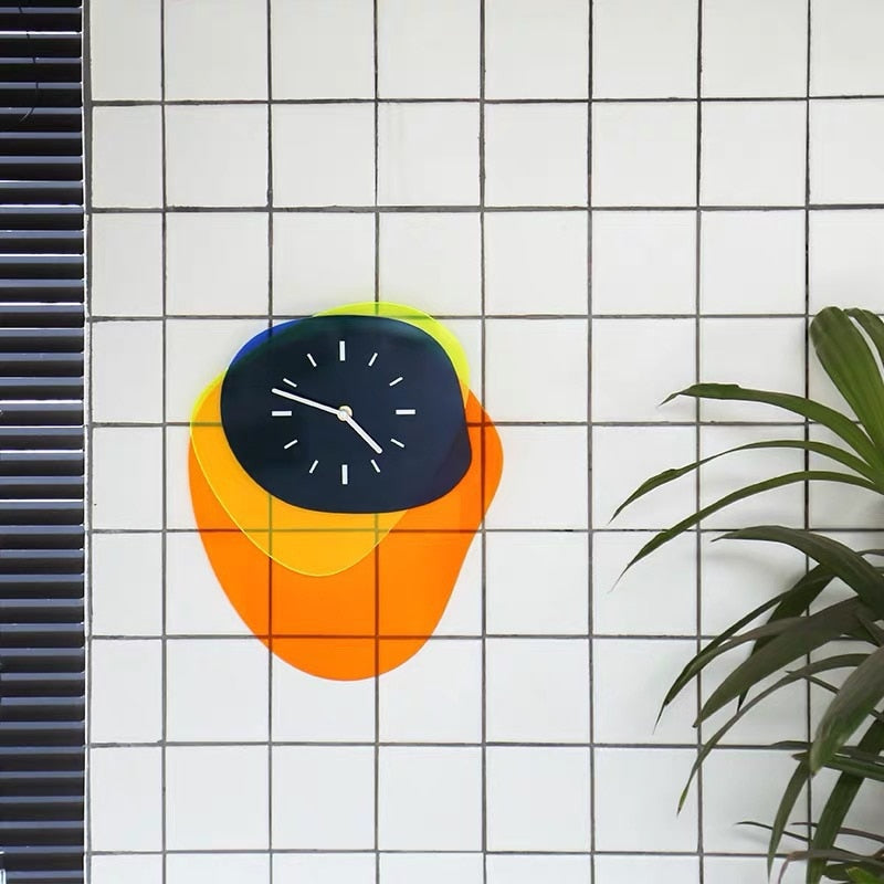 BowLift | HueTime | Wall Clock Modern Neon Blue 25x35 cm Acrylic