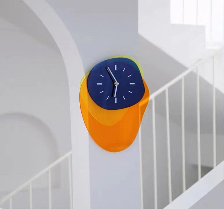 BowLift | HueTime | Wall Clock Modern Neon Blue 25x35 cm Acrylic