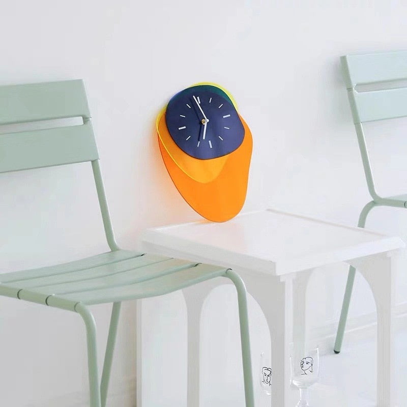 BowLift | HueTime | Wall Clock Modern Neon Blue 25x35 cm Acrylic