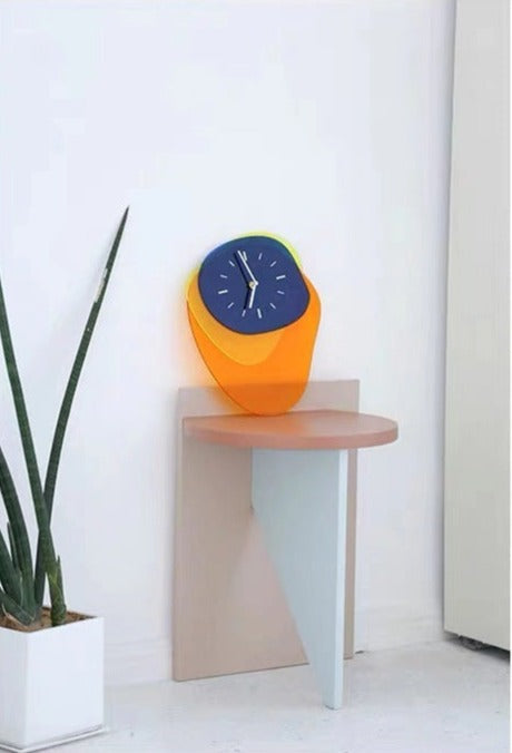 BowLift | HueTime | Wall Clock Modern Neon Blue 25x35 cm Acrylic