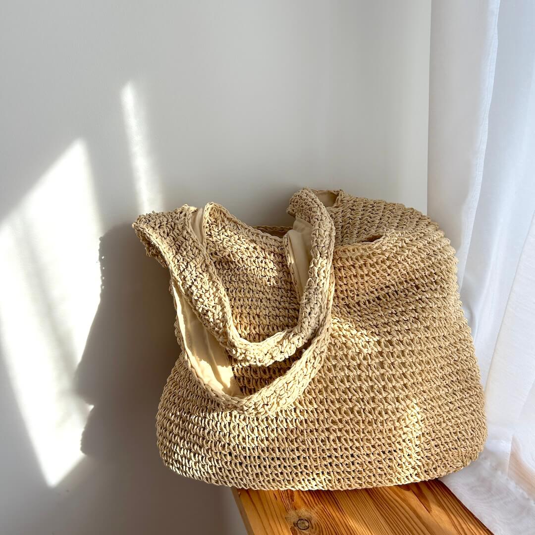 BowLift | Women Straw Tote Bag Beige One Size Bohemian Beach Bag