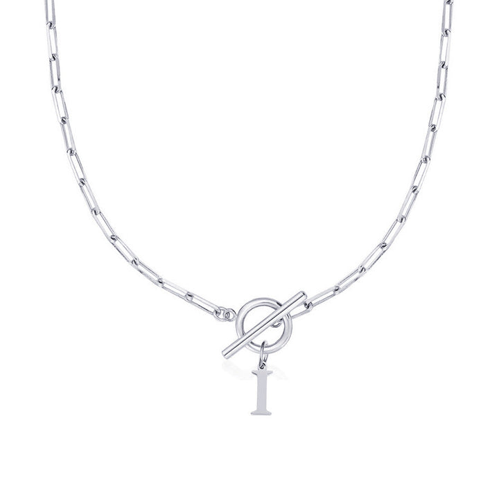 BowLift | Paperclip Letter Initial Circle Lock Clasp Necklace