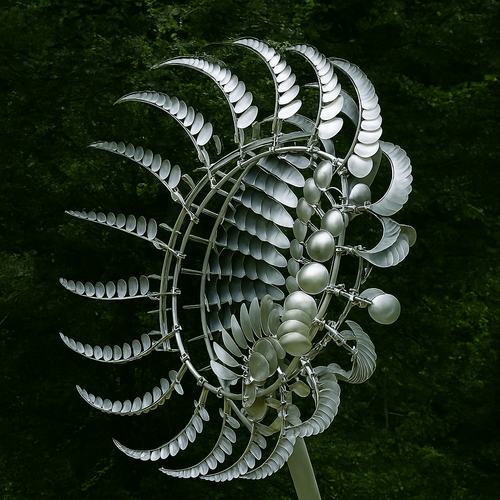BowLift | Silver Metal Garden Wind Spinner Outdoor Sculpture