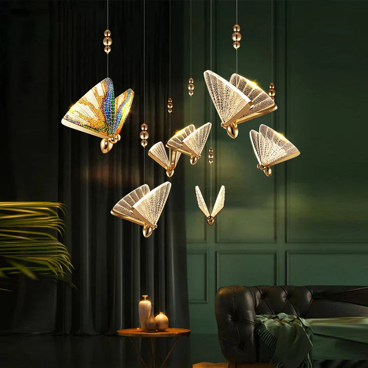 BowLift | FlutterGlow – Artistic Butterfly-Shaped Pendant Lamp