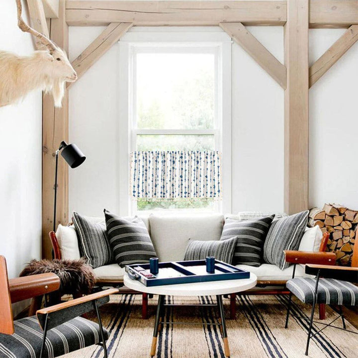 BowLift | Inkblot Blue Tassel Cabinet Curtain