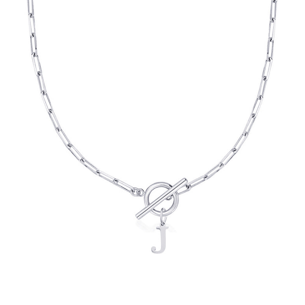 BowLift | Paperclip Letter Initial Circle Lock Clasp Necklace