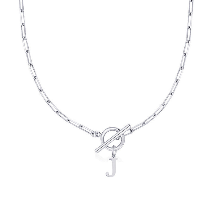 BowLift | Paperclip Letter Initial Circle Lock Clasp Necklace