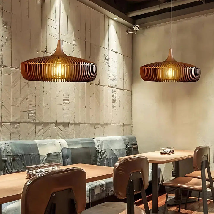 BowLift | Japandi Pendant Lamp | Solid Wood Hanging Light for Dining Room