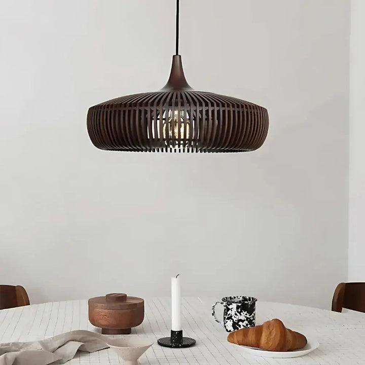 BowLift | Japandi Pendant Lamp | Solid Wood Hanging Light for Dining Room