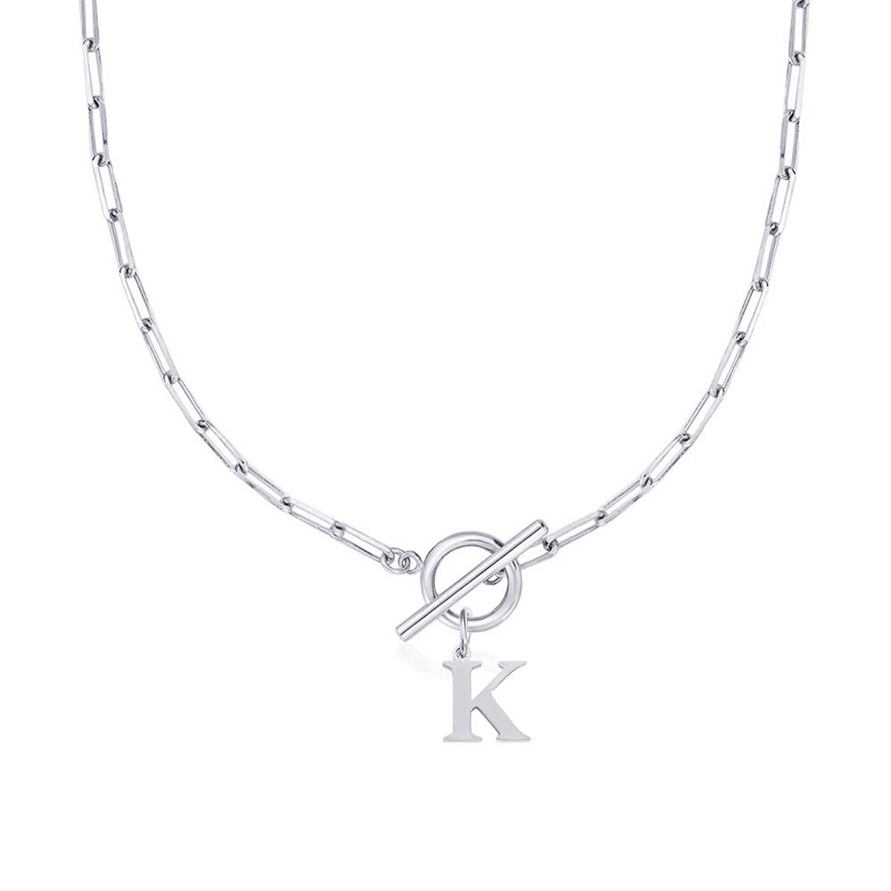 BowLift | Paperclip Letter Initial Circle Lock Clasp Necklace