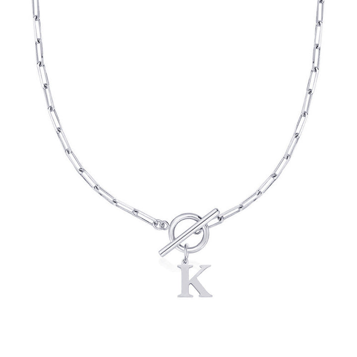 BowLift | Paperclip Letter Initial Circle Lock Clasp Necklace