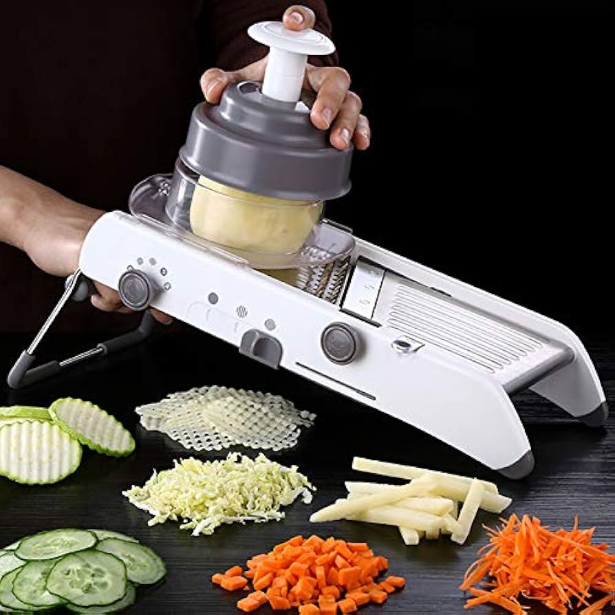 Mandoline Vegetable Slicer – Professional Grater with Adjustable 304 Stainless Steel Blades Bowlift