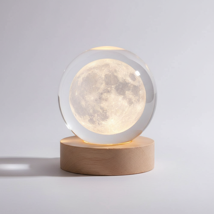 AstroGlobe 3D Lamp – Spherical Wooden Table Lamp with Warm LED Light and Planet Design | Bowlift