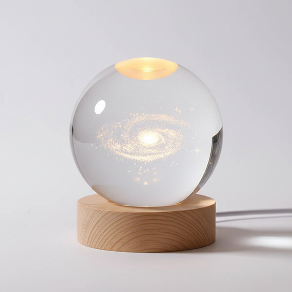 AstroGlobe 3D Lamp – Spherical Wooden Table Lamp with Warm LED Light and Planet Design | Bowlift