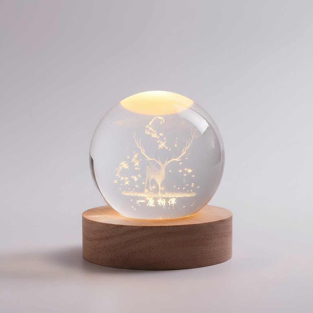 AstroGlobe 3D Lamp – Spherical Wooden Table Lamp with Warm LED Light and Planet Design | Bowlift