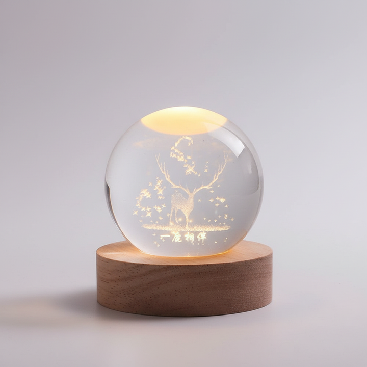 AstroGlobe 3D Lamp – Spherical Wooden Table Lamp with Warm LED Light and Planet Design | Bowlift
