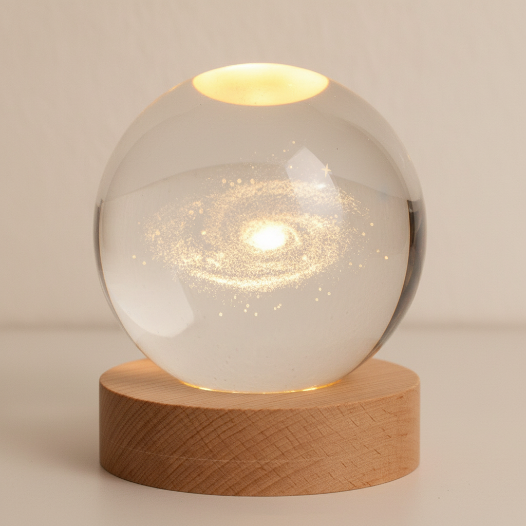 AstroGlobe 3D Lamp – Spherical Wooden Table Lamp with Warm LED Light and Planet Design | Bowlift
