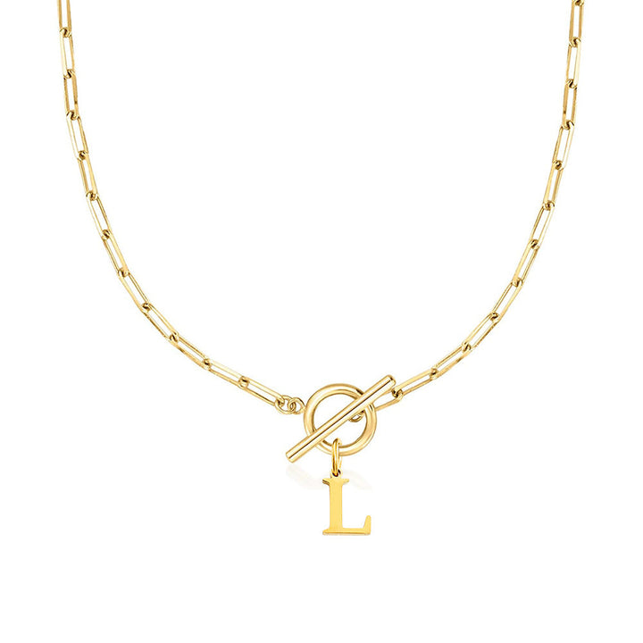 BowLift | Paperclip Letter Initial Circle Lock Clasp Necklace
