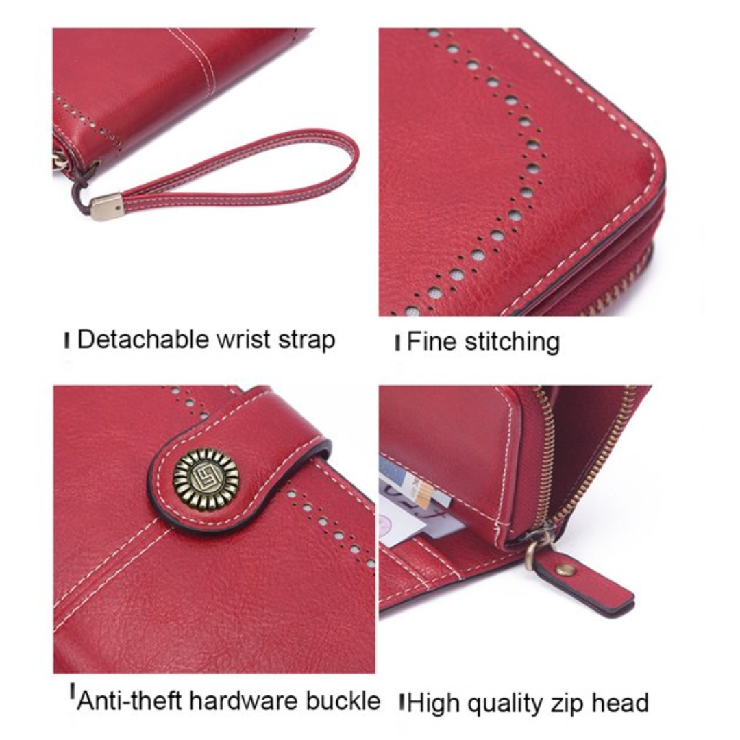 Stylish Leather Wallet with Wristband Bowlift