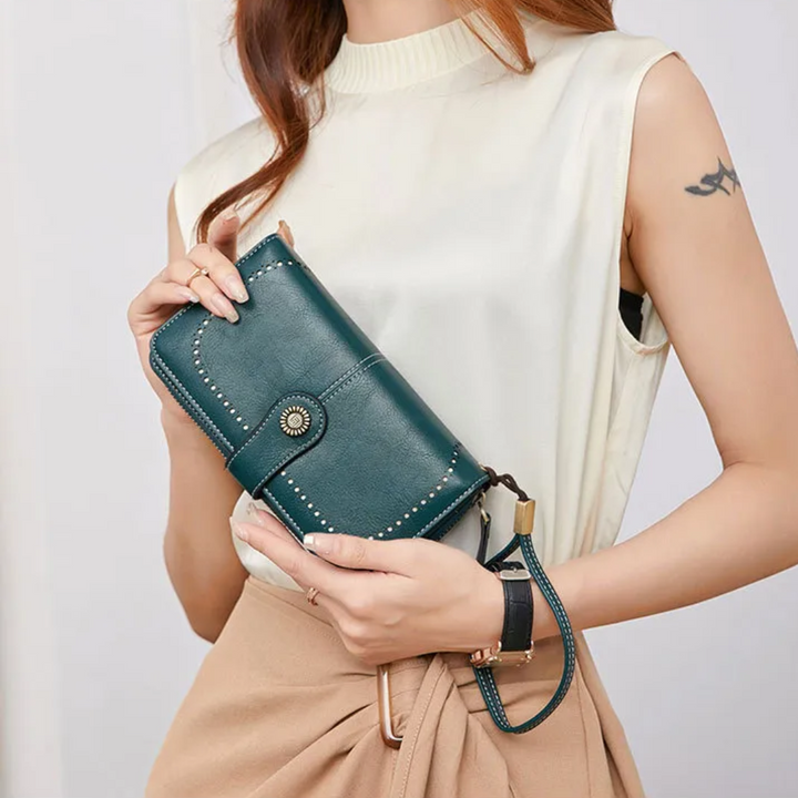 Stylish Leather Wallet with Wristband Bowlift