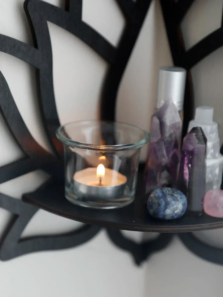 BowLift | LotusCrystal Crystal Corner – Elegant Wood Design with Spiritual Meaning – 23x29 cm
