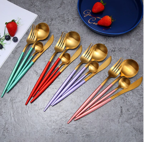 BowLift | Luxurious Cutlery Set Gold-Silver | 24-piece Stainless Steel Cutlery