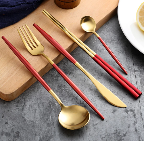 BowLift | Luxurious Cutlery Set Gold-Silver | 24-piece Stainless Steel Cutlery