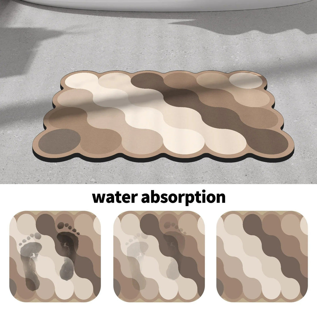 BowLift | Luxury Diatomite Bathroom Mat Beige | Non-Slip Shower Mat
