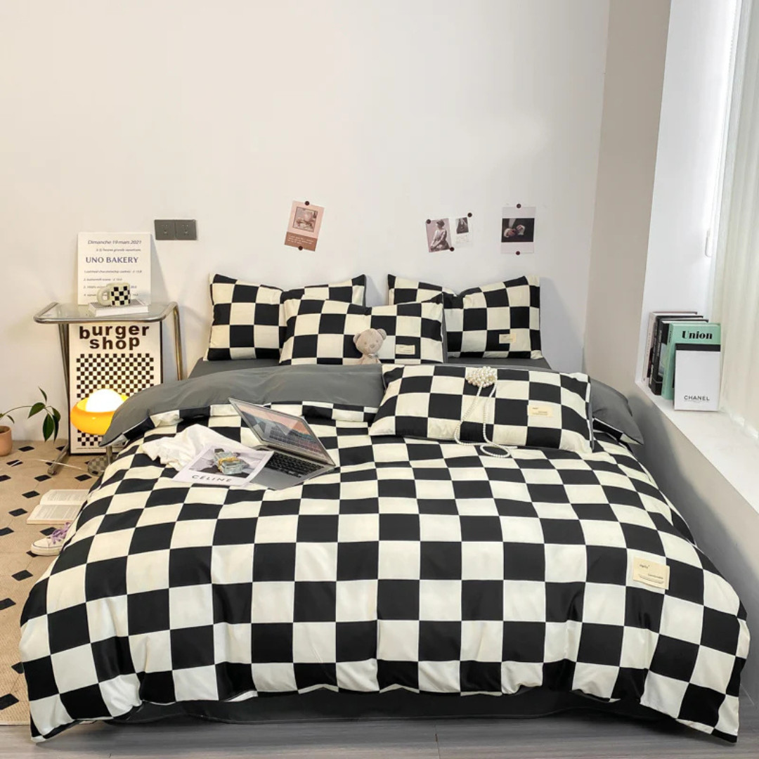 BowLift | Luxury Check Pattern Duvet Cover | High-Quality Bedding 135x200