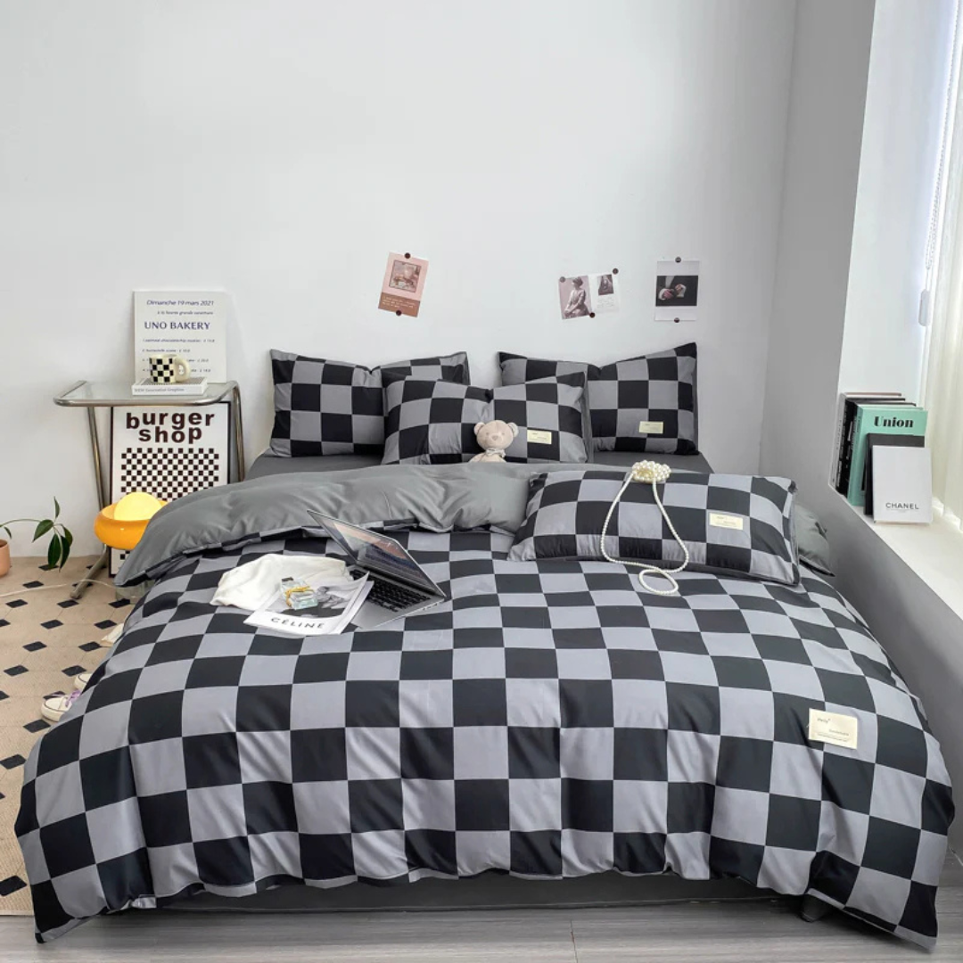 BowLift | Luxury Check Pattern Duvet Cover | High-Quality Bedding 135x200