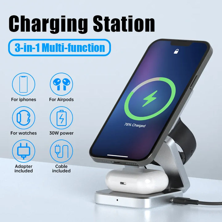 PowerFlex 3-in-1 Charging Station - Magnetic & Foldable Charging Bowlift