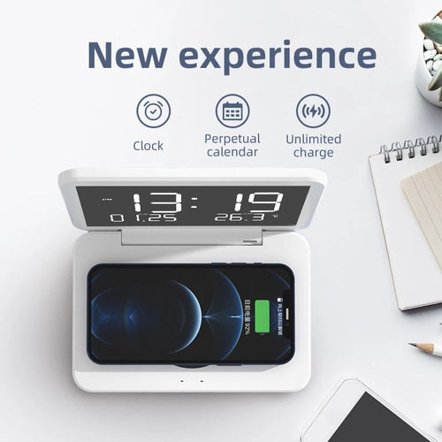 BowLift | 15W Fast Wireless Charging Digital Alarm Clock with Temperature light