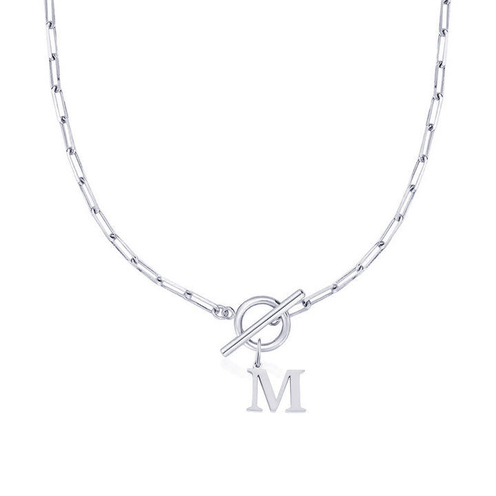 BowLift | Paperclip Letter Initial Circle Lock Clasp Necklace