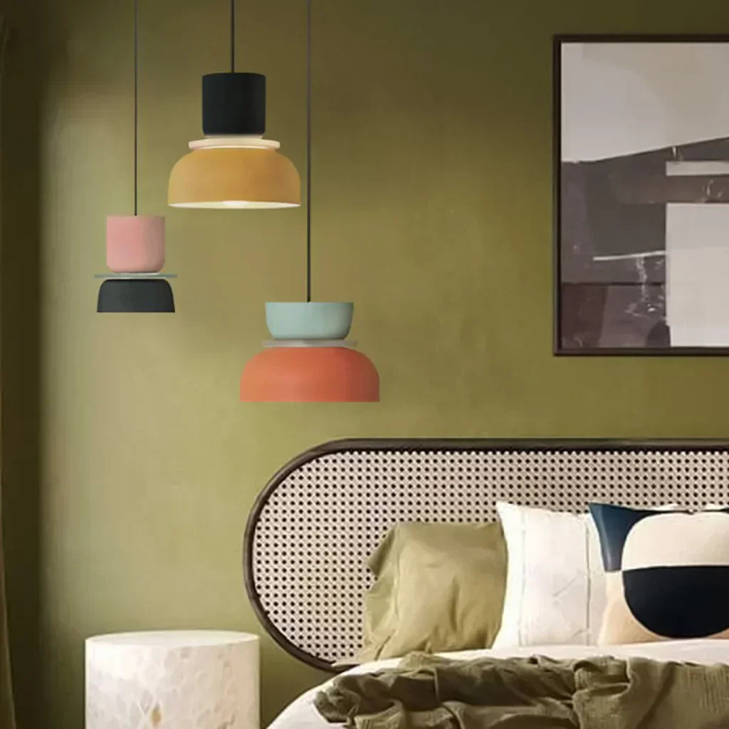 BowLift | Nordic Color Block Pendant Light Fixture - Modern Hanging Lamp for Kitchen & Dining Room