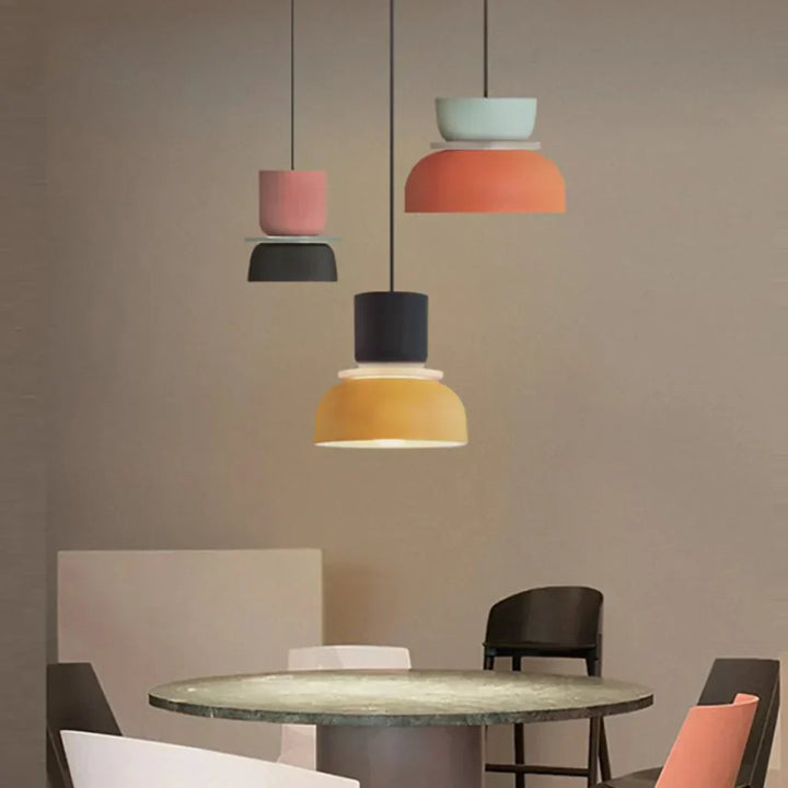 BowLift | Nordic Color Block Pendant Light Fixture - Modern Hanging Lamp for Kitchen & Dining Room