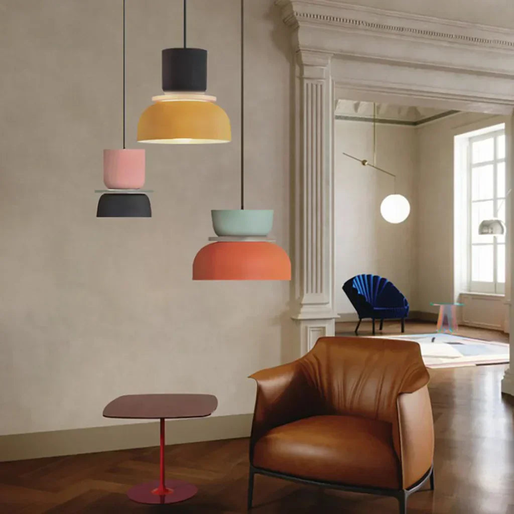 BowLift | Nordic Color Block Pendant Light Fixture - Modern Hanging Lamp for Kitchen & Dining Room