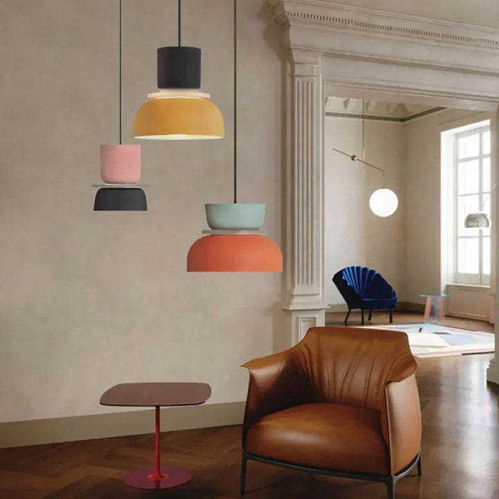 BowLift | Nordic Color Block Pendant Light Fixture - Modern Hanging Lamp for Kitchen & Dining Room